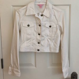 Lilly Pulitzer white denim cropped jacket